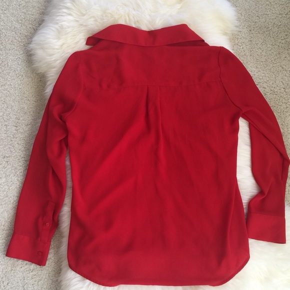 Express Scarlet Red Portofino Button Up Blouse - Picture 3 of 9